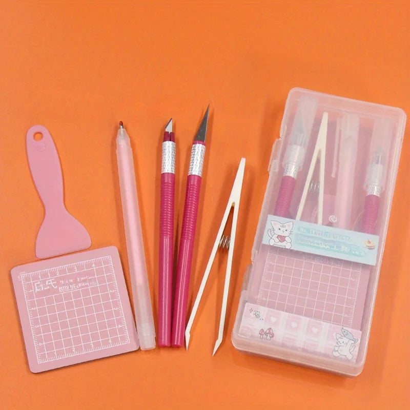 DIY Art Craft Tool Set with Cutting Mat & Sculpting Tools, Multi-Functional Creative Kit with Clear Storage Box for Handmade 