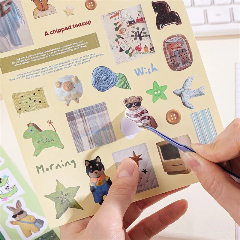 50 Sheets Retro Cartoon Sticker Book Paper Aesthetic Decals for Journaling Scrapbooking Laptop Water Bottle Planner Accessori