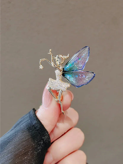 Small Cute Little Girl In Black Dress Nurse Brooches Rhinestone Crystal Brooch Pin Drop Oil Corsage Clothing Coat Jewelry - X