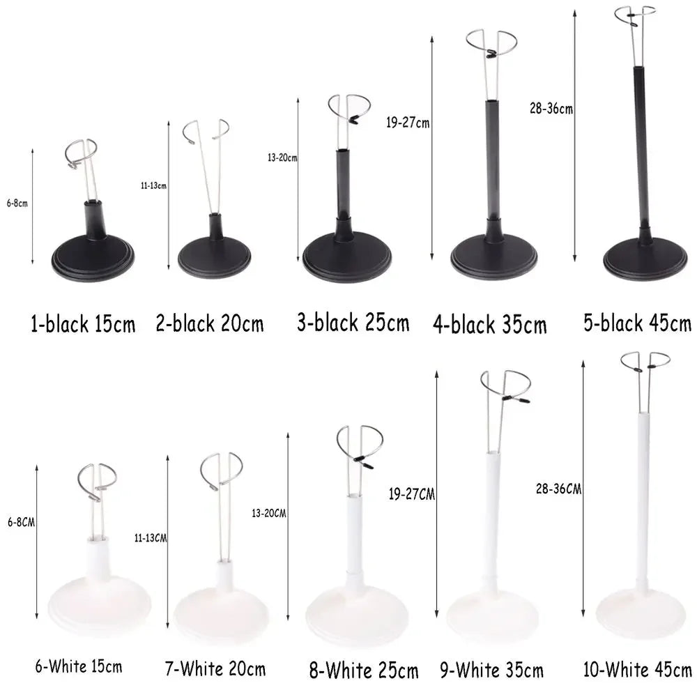 Doll Bracket White Black 15/20/25/35/45CM Adjustable Metal Stand Holder Toy Store Display Support Accessories Toy Store Displ