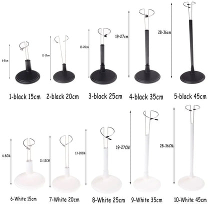 Doll Bracket White Black 15/20/25/35/45CM Adjustable Metal Stand Holder Toy Store Display Support Accessories Toy Store Displ