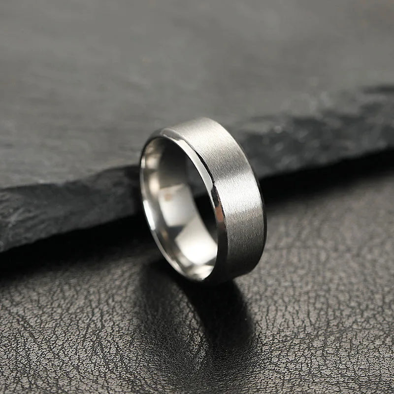Stainless Steel Rings for Men, Colors: Black Golden Silvery Color, US Sizes 6-13, Men's Simple Band Rings - Silver / 13