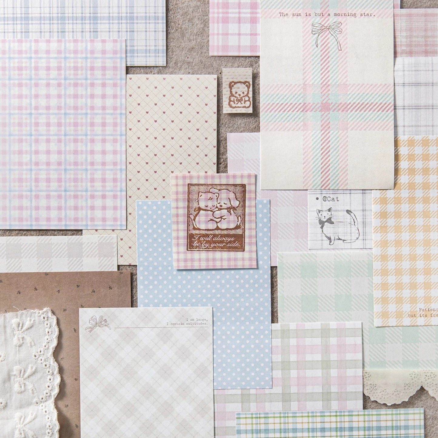 50pcs creative plaid Decor Scrapbook Vintage Material Paper Kit DIY Junk Journal Collage Photo Album Retro Background paper ﻿