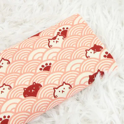 Half Yard Thicken Cotton Fabrics Soft Breeze Cat Curve Print, Handmade DIY Bag Cloth Material 100% Cotton CR-389 - D / half y