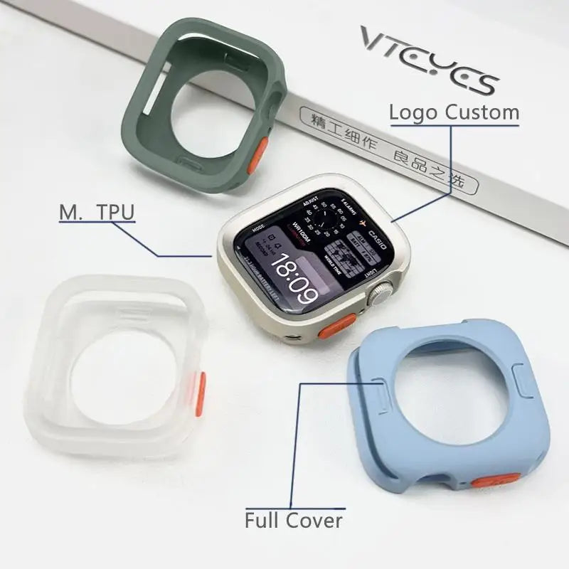 Bumper Soft Silicone Case For Apple Watch 11 10 9 8 7 6 SE 5 Anti-drop Matte Cover For iwatch 49mm 41mm 42mm 46mm 40mm 44mm 4