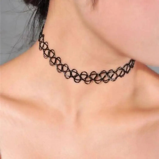 Vintage Elastic Braided Fish Thread Choker Gothic Black Choker 1pc Fashion Necklace for Punk Women Gift Valentine's Day Gift