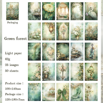 50 pieces of vintage scrapbooking material paper handmade tent DIY collage decoration background craft paper - E