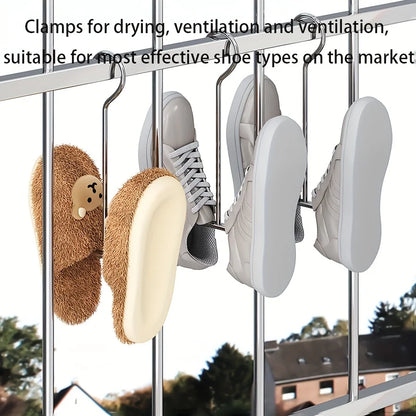 2pcs ​Stainless Steel Shoe Rack Hanging Drying Rack Bathroom Organizer Space Saving Multi-Functional for Entryway Balcony