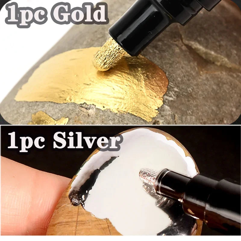 1/2/3pcs Mirror Marker Pen DIY Reflective Paint Pens Mirror Markers Chrome Gold SILVER Copper Color Signature Car Art Craftwo