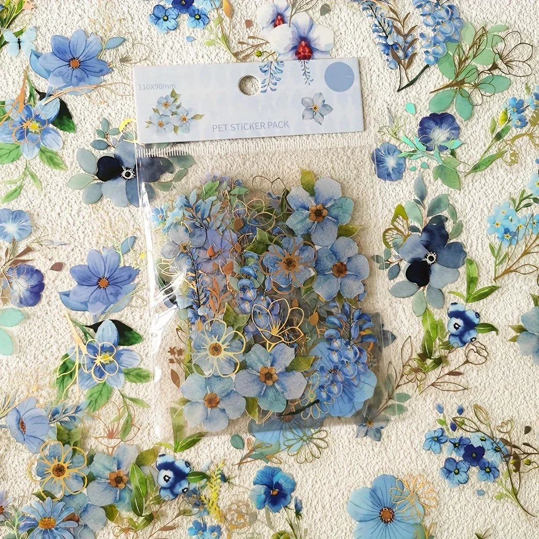 40sheets/pack Transparent PET Stickers Scrapbooking Materials DIY Junk Journal Collage Floral Leaves Plants Decor Stickers - 