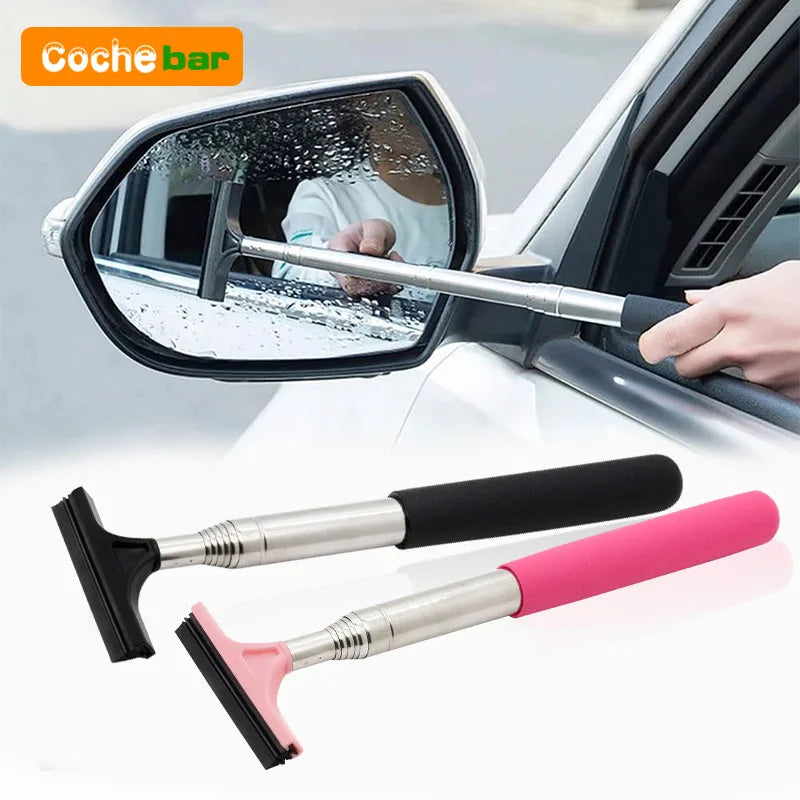 Car Rearview Mirror Wiper Cleaning Tool Auto Glass Mist Cleaner Scraper Car Accessories Handle Telescopic Window Cleaning Bru