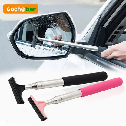 Car Rearview Mirror Wiper Cleaning Tool Auto Glass Mist Cleaner Scraper Car Accessories Handle Telescopic Window Cleaning Bru