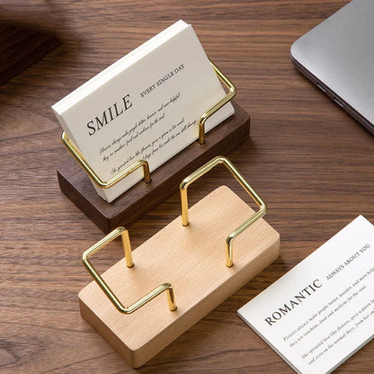 Business Card Holder Organizer Office Desk Display Stand Memo Counter Accessories Tabletop Shelf Home Wooden Card Holder Stor