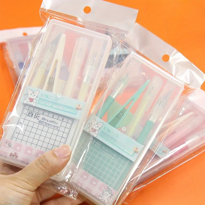 DIY Art Craft Tool Set with Cutting Mat & Sculpting Tools, Multi-Functional Creative Kit with Clear Storage Box for Handmade 