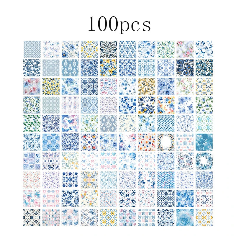 100pcs Vintage Paper Multi Style Deco Retro Stationery Supplies Writing Paper Junk Journal Label Scrapbooking Material Suppli