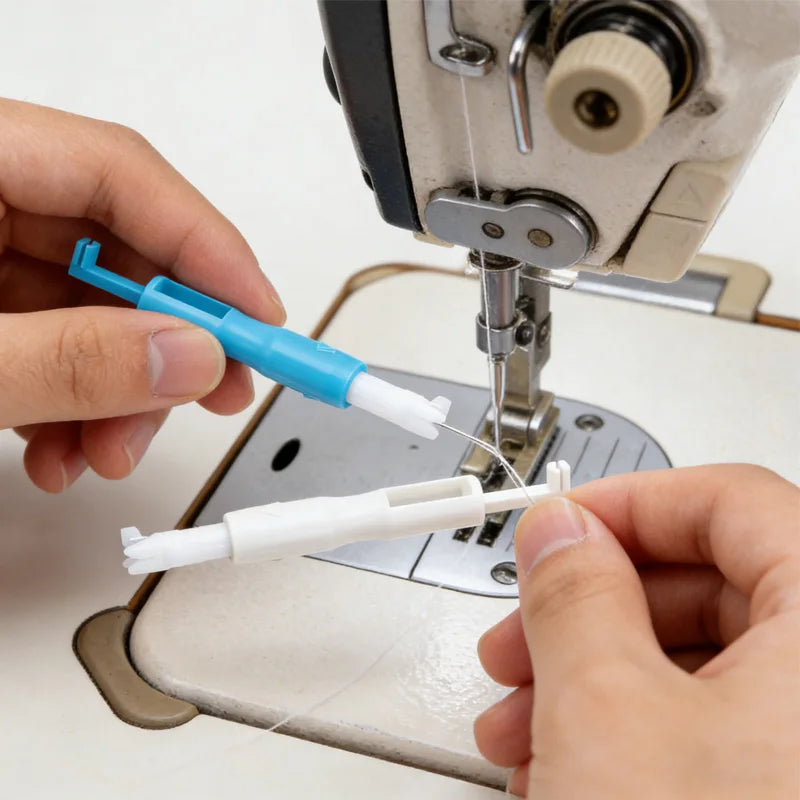 Sewing Needle Inserter Automatic Needle Threader Bodkin Threading Tool For Sewing Machine Holds Firmly Blue White