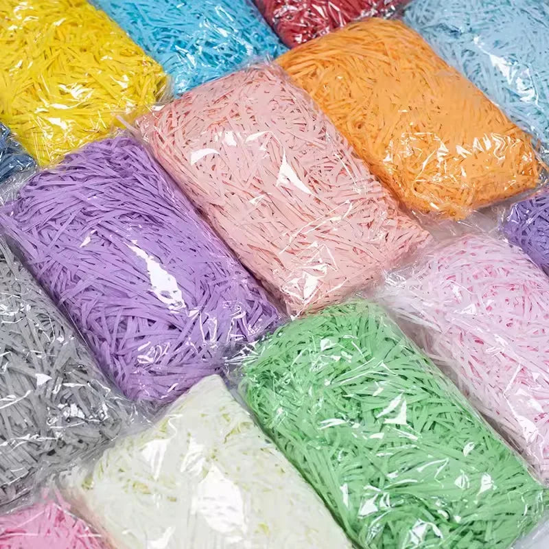 100-20g Multicolored Raffia Paper Shreds & Strands Shredded Crinkle Confetti For DIY Gift Box Wrapping & Basket Filling