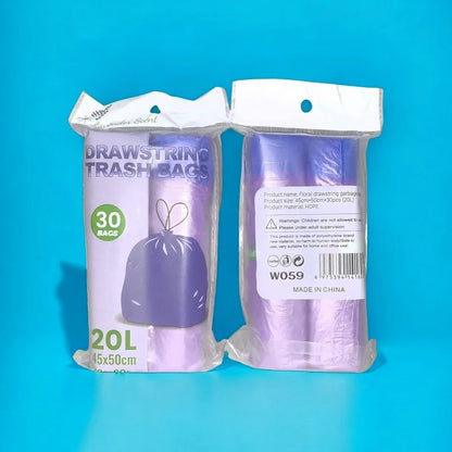 45x50cm Scented Drawstring Trash Bags - Thickened Large Fragrant Garbage BagswithHandles, 4 Scents (Rose/Lavender/Lemon/Vanil