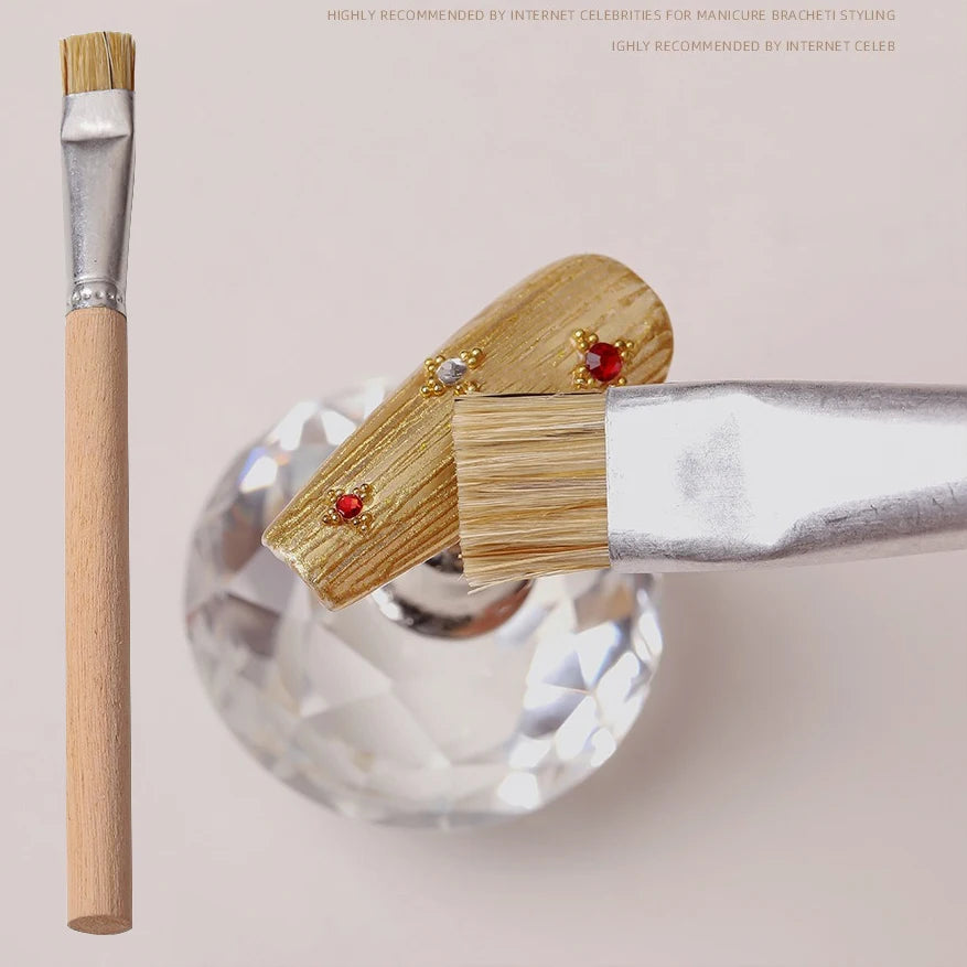 Nail Art Texture Brush French Tip Styling Nail Wooden Short Harder Bristle Brush Manicure Painting Tool Nail Polish Brush Too