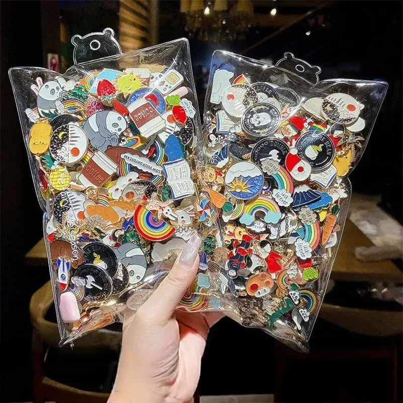 10-100Pcs Enamel Badges Pins Brooches Cute Cartoon Brooches for Child and Women Small Metal Jewelry with Many Different Shape