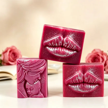 Lips Mother Baby Embossed Silicone Soap Mold Handmade Soap Epoxy Resin Casting Mold Rectangle 3D Relief Wax Candle Mould Deco