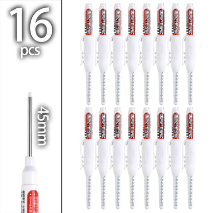 4-60Pcs 45mm Long Nib Head Carpenter Pen Deep Hole Marker Pens Black/Blue/Red/White for Measuring Woodworking Hand Tools - Wh