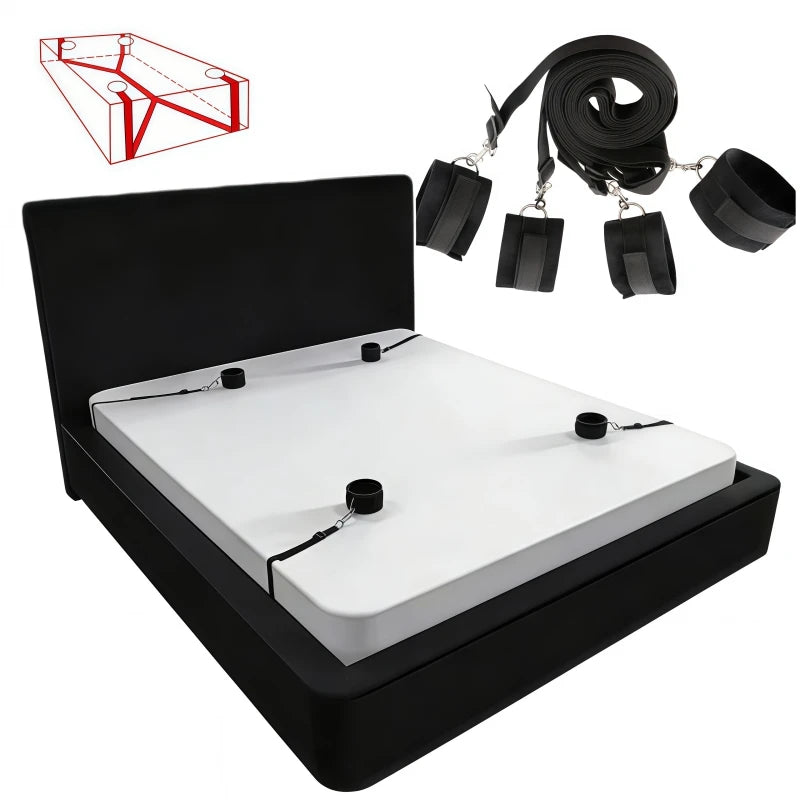 Bed Bondage Restraint Set Adjustable Wrist Ankle Cuffs Comfortable Couples Handcuffs Adult Sex SM Game Lover Intimate Play Ki