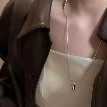 925 Sterling Silver Luxury Fashion Drop Necklace for Fall/Winter Sweater Chains Simple Versatile Pendant for Women Fine Jewel