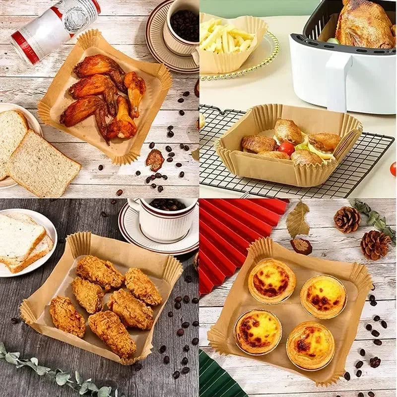Cooking Paper Air Fryer Disposable Paper Square Round Baking Barbecue Plate NonStick Mat Kitchen Oven Oil Absorbing Paper Too