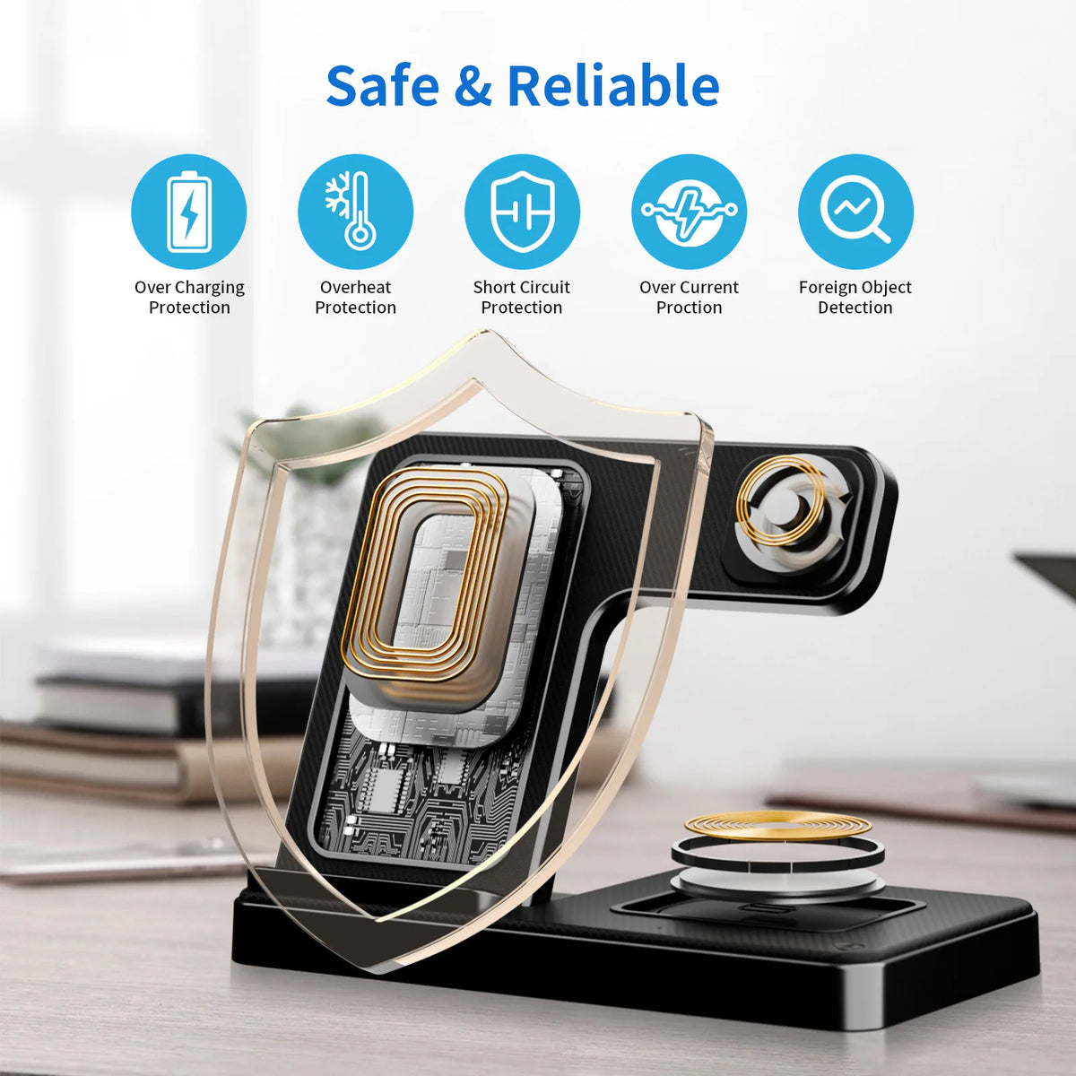 3 In 1 Wireless Charging Station Magnetic Fast Charging 18W Foldable For IPhone 16 15 14 13 12 Pro/Pro Max/Plus/Watch & Airpo