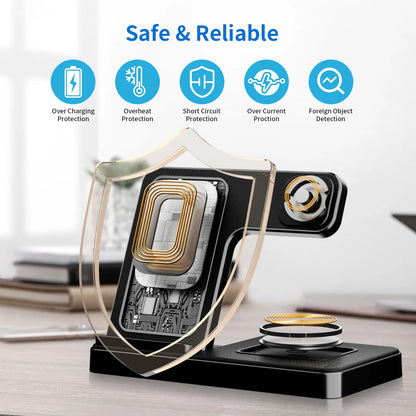 3 In 1 Wireless Charging Station Magnetic Fast Charging 18W Foldable For IPhone 16 15 14 13 12 Pro/Pro Max/Plus/Watch & Airpo