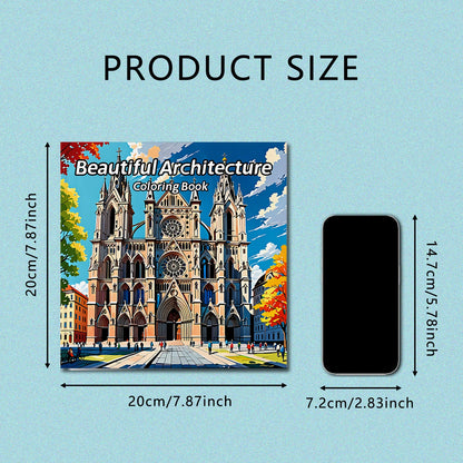 Adult Picture Book 24 Pages Beautiful Architecture Coloring Book Can Relax and Relieve Stress Graffiti Painting Drawing - X1-