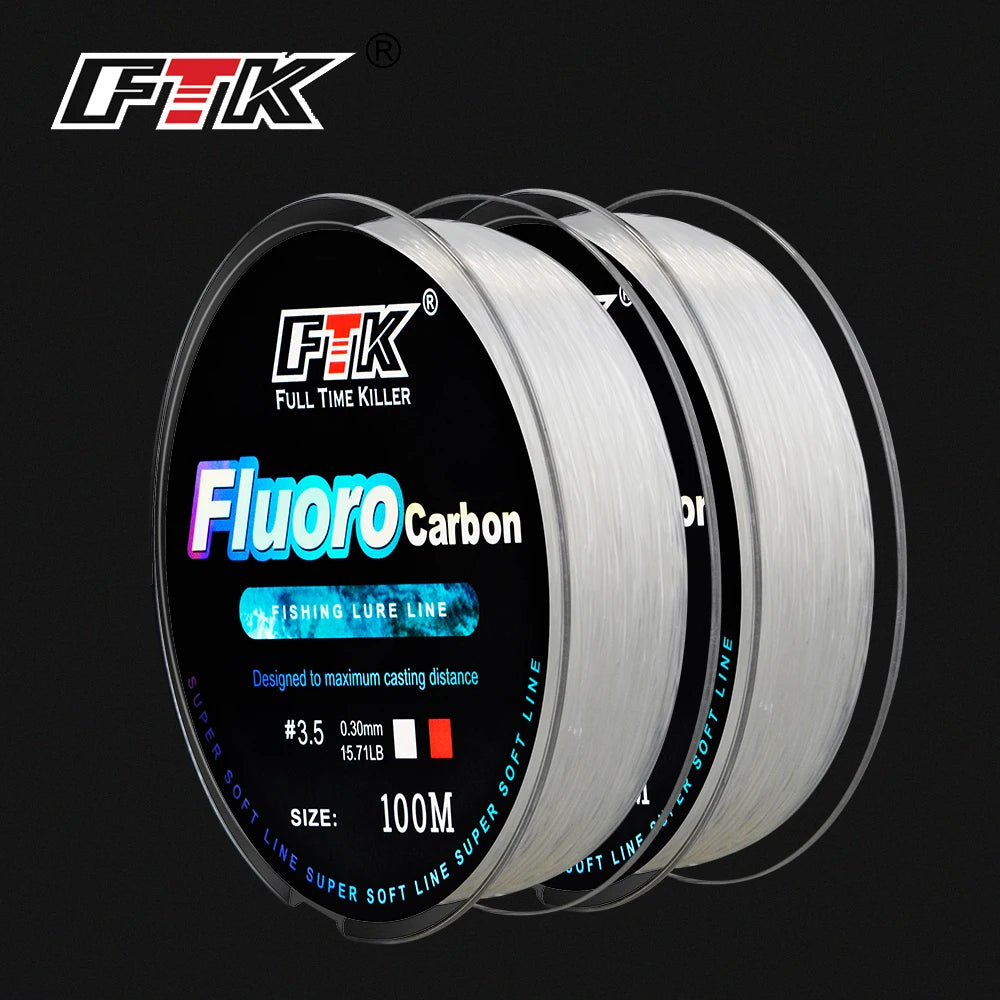 FTK 100m 4.13-34.32LB Fluorocarbon Fishing Lure Line Carbon Fiber Leader Fly Fishing Line Super Soft Line Pesca