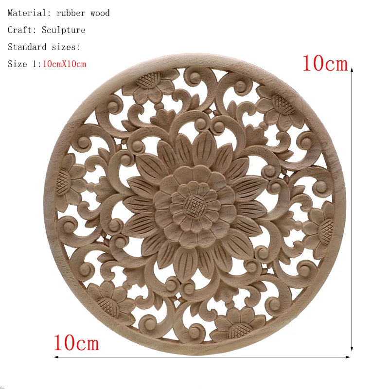 1Pc Unique Natural Floral Wood Carved Wooden Figurines Crafts Corner Appliques Frame Wall Door Furniture Woodcarving Decorati