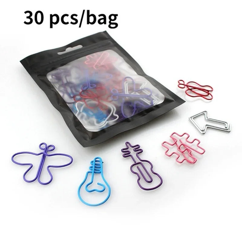 New 30Pcs/bag Colorful Creative Office Supplies Decorative Bookmarks Memo Bookmark Paper Clips Paperclip Bookmarks Random Col