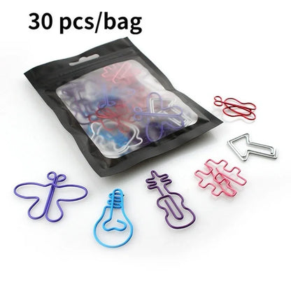 New 30Pcs/bag Colorful Creative Office Supplies Decorative Bookmarks Memo Bookmark Paper Clips Paperclip Bookmarks Random Col