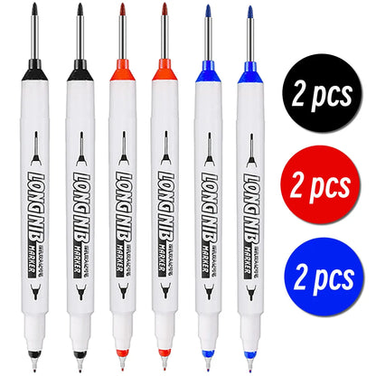 20mm Double-Tip Deep Hole Long Head Nib Markers For Metal Pen Waterproof Bathroom Woodworking Decoration Multi-Purpose - 2bla