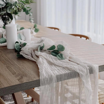 Semi-Sheer Gauze Table Runner Sage Cheesecloth Table Setting Dining Vintage Wedding Party Christmas Banquets Arches Cake Deco