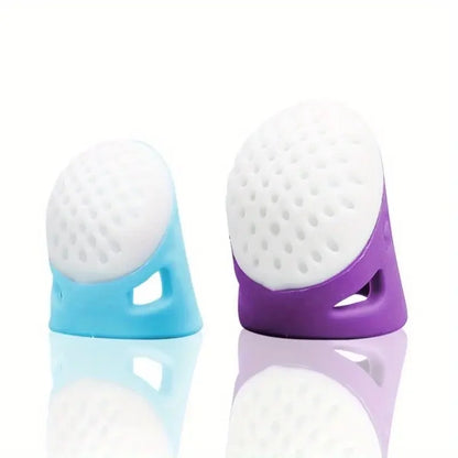 2-Pack Anti-Slip Sewing Thimbles, Soft Silicone for Comfort & Secure Grip, for Embroidery & Crafting. - 2pcs