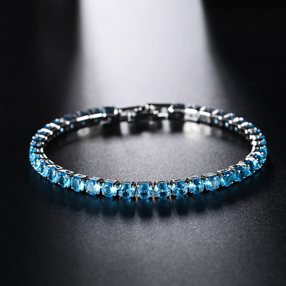 4mm Micro-inlaid Zircon Tennis Bracelet for Women 2025 New Men Bracelet Homme Jewelry Accessories - skyblue / 17cm