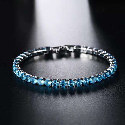 4mm Micro-inlaid Zircon Tennis Bracelet for Women 2025 New Men Bracelet Homme Jewelry Accessories - skyblue / 17cm