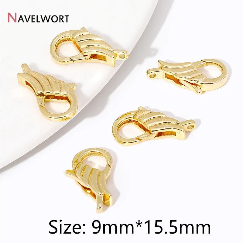 2 Sizes 18K Gold Plated Brass Metal Lobster Clasps Hooks Connector,Clasps For Jewelry,DIY Fashion Jewelry Making Accessories 