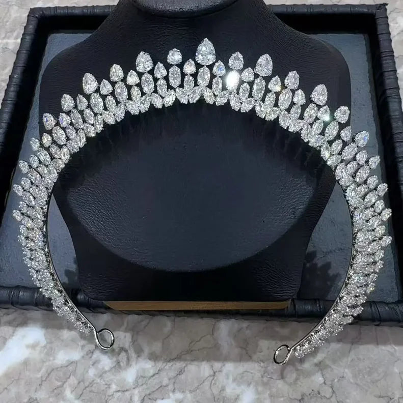 Bridal Hair Jewelry Cubic Zirconia Zircon Tiaras and Crowns Diadem For Brides Women Prom Pageant Headband Wedding Accessories