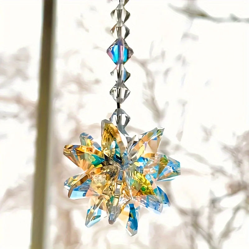 1PC Sparkling Glass Suncatcher Crystal Star Hanging Ornament for Window & Office Decor - Ideal Anniversary Gift for Her/Him -