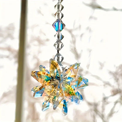 1PC Sparkling Glass Suncatcher Crystal Star Hanging Ornament for Window & Office Decor - Ideal Anniversary Gift for Her/Him -