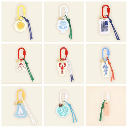 Acrylic Charms Retro Rope Woven Pendant Geometric Car Keyring Mobile Phone Pendant Fashion Cartoon Bag Chain Charms