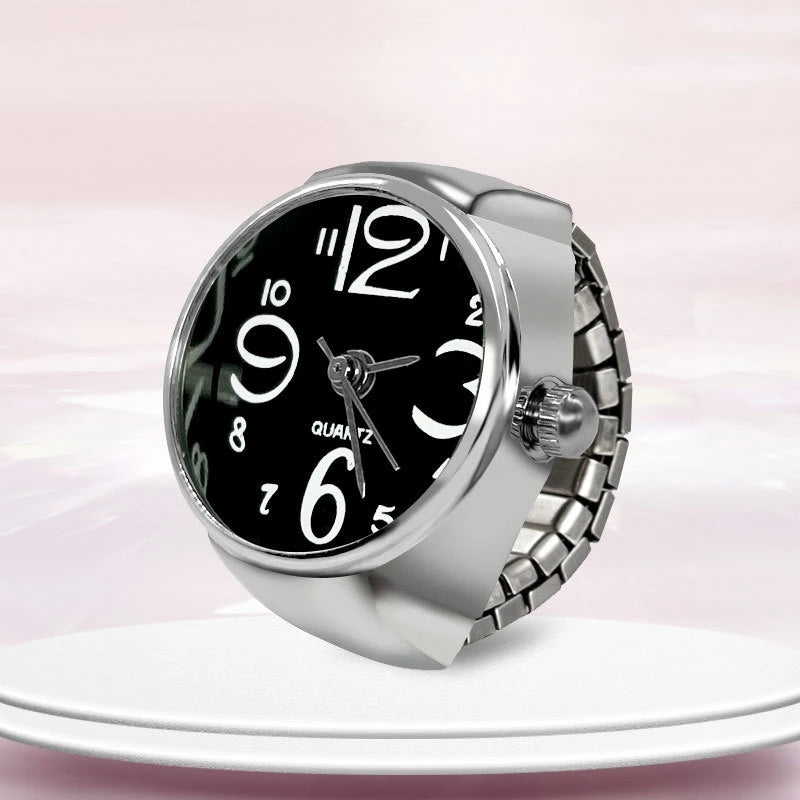 New Ring Watch Creative Circular Dial Alloy Shell Finger Couple Men And Women
