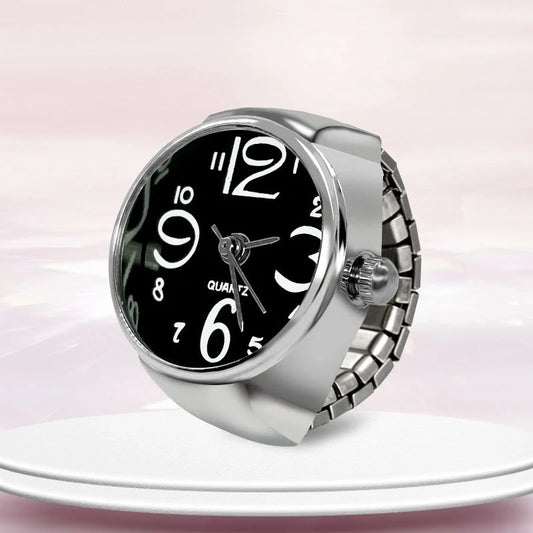 New Ring Watch Creative Circular Dial Alloy Shell Finger Couple Men And Women