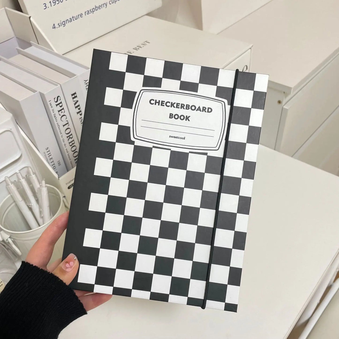 Sharkbang Designed A5 Binder Hard Cover Ring Collect Book Journal Refills Checkerboard Bandage Postcards Sticker Organizer - 