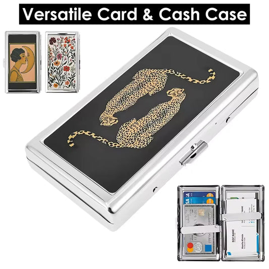 Vintage-Style Vintage Card Case Art Deco Design Metal Material Metal Case Easy Snap Multifunction Cash Case Business Card Hol